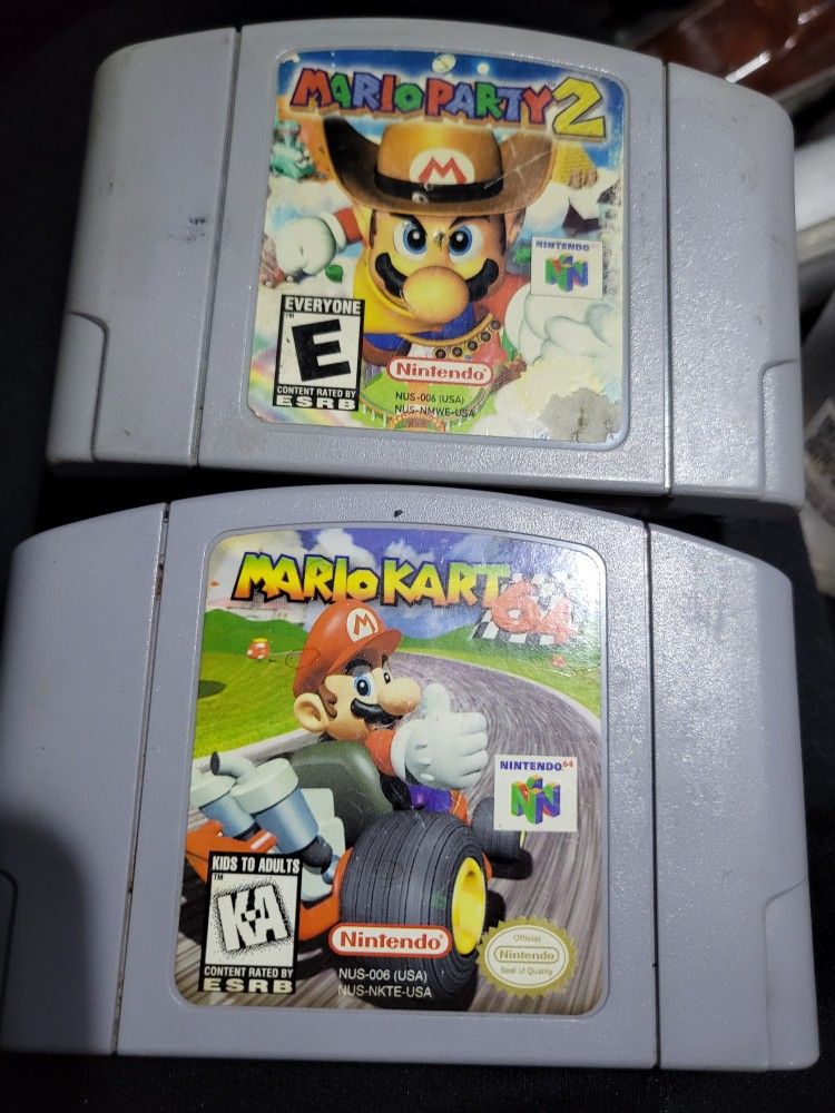 2 Authentic Nintendo 64 Games Mario Kart And Mario Party 2