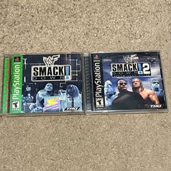 WWF SmackDown & SmackDown 2 PlayStation 1 Sony PS1 Complete CIB w/ Manuals