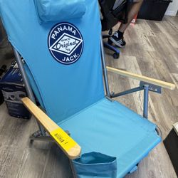 Panama Jack Polyester Aqua Folding Beach chair Adjustable and Carrying Strap/Handle