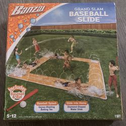 Banzai Water Grand Slam Baseball Slip And Slide With Ball And Bat