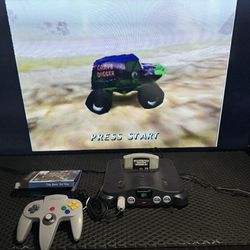 Nintendo 64 w/HDMI w/Monster Truck Madness Game