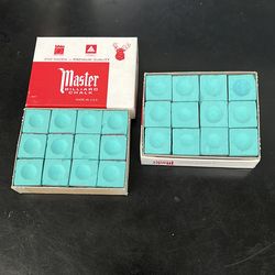 Master billiard chapter boxes of green billiard chalk