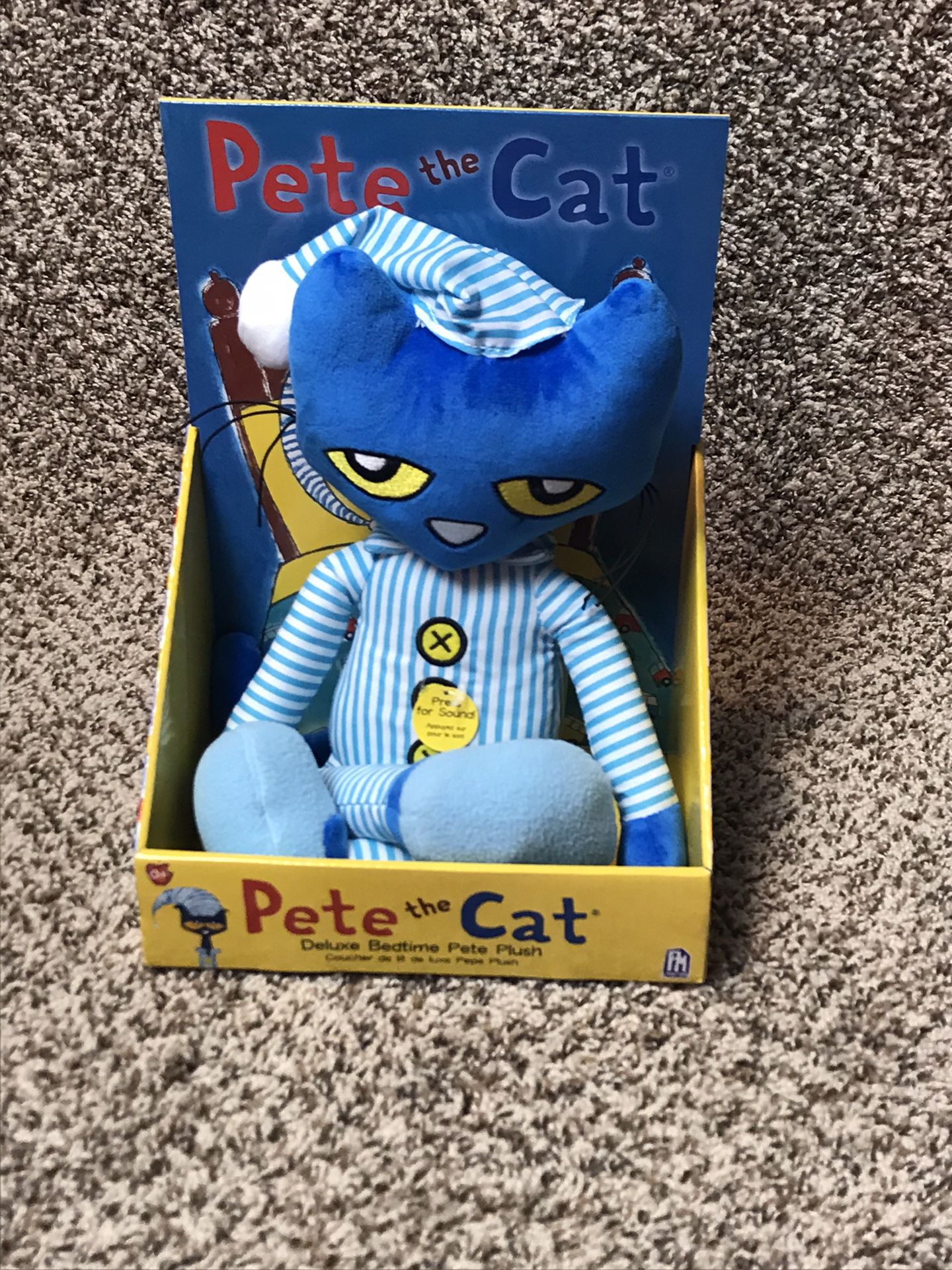 Pete The Cat Deluxe Bedtime Pete Plush 15" Doll Plays Music - NEW