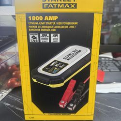 Stanley FatMax 1800A Lithium Jump Starter with 30W USB-C-PD In/Out and 15W USB-A Out, Includes Clamps