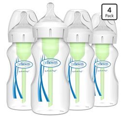 Dr. Brown's Natural Flow Anti-Colic Options+ Wide-Neck Baby Bottles 9 oz/270 mL