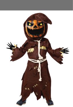 Spooktacular Creations Scary Scarecrow Costume For Kids, Halloween Costume For Boys W/Pumpkin Head, Pumpkin Outfit For Boys Boys XL 12-14 New