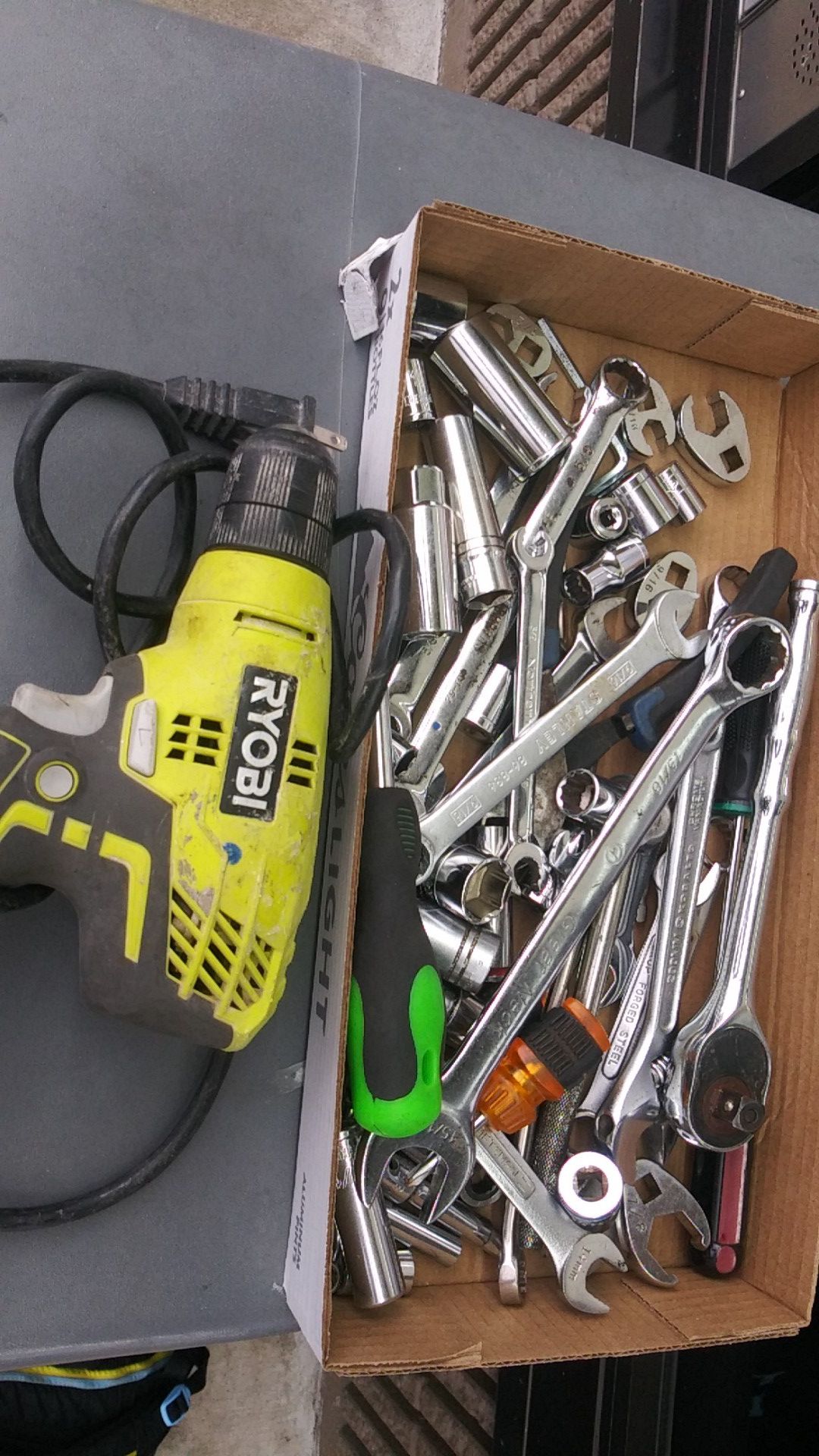 Ryobi drill..and sockets wrenches..ect..