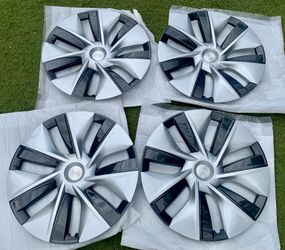 NEW SET Of 4, OEM TESLA MODEL Y GEMINI WHEEL COVERS 20-24 CAPS 19" 1044235-00-E