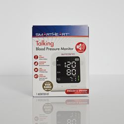 SmartHeart Blood Pressure Monitor | Wide-Range Upper Arm Cuff | Audible English Spanish Instructions and Results for Visually Impaired | 199-Reading M