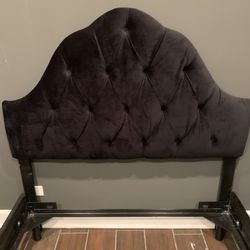 4 Piece Bedroom Set Black Velvet, Larger Cabinet Has a Missing Trimming But In Great Condition.