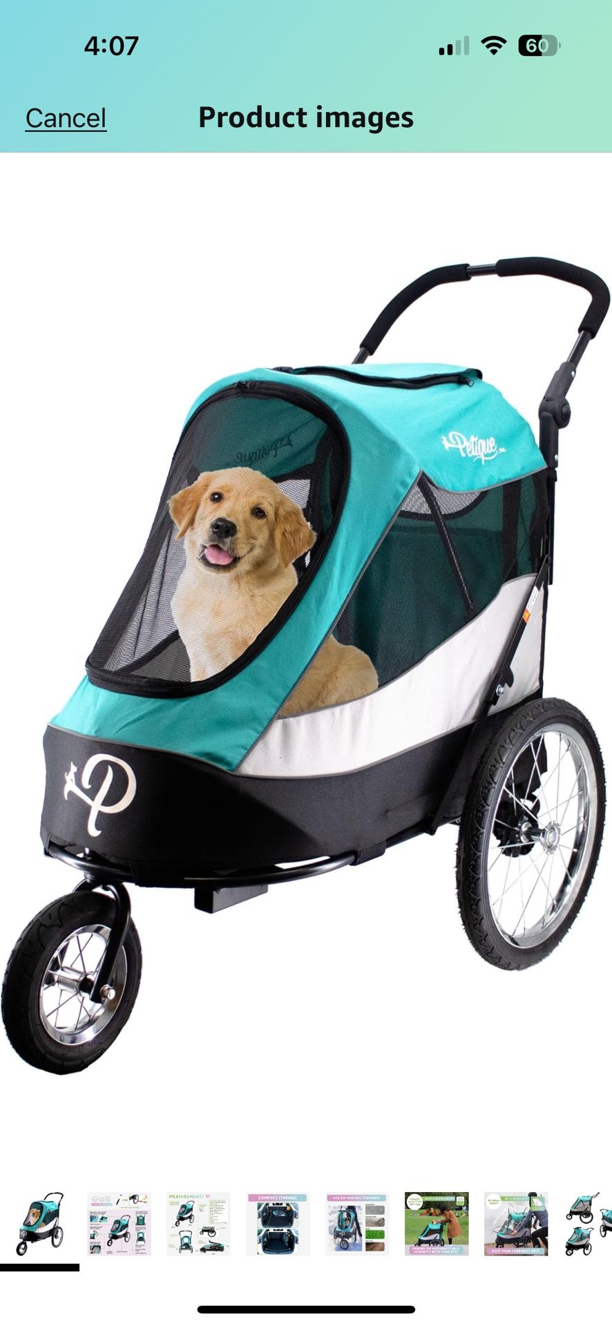 Petique Trailblazer, Dog Stroller with Bike Attachment