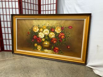 Vintage Framed Floral Still Life Oil Painting