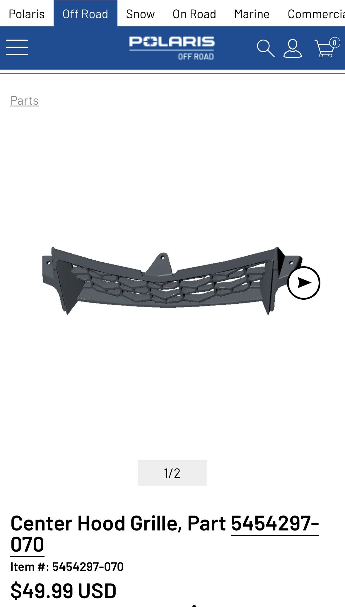 Polaris Center Grille Hood Black