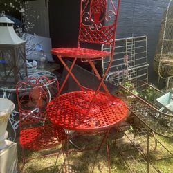 Iron bistro table and chairs