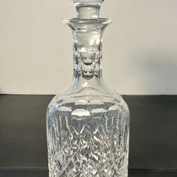 Bohemian Czech Republic 1970s Cut Etched Crystal Decanter Original Stopper, 10”