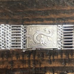 Beautiful Heavy Vintage STERLING Silver Serpent Bracelet 7” VGC 38.2 Grams 
