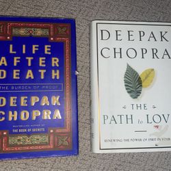 2 Deepak Chopra Author Signed Life After Death Hardcover Book & The Path to Love