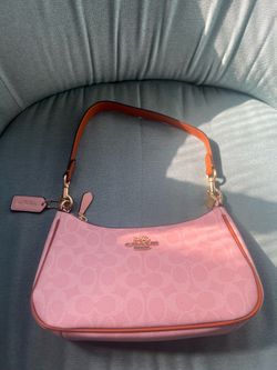 Pink coach bag with Orange outline