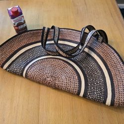 Large Crescent / Half Moon Natural Straw Bag / Purse - Market, Travel, Beach, etc.