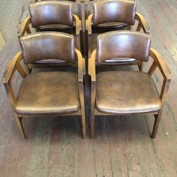Six WH Gunlocke Solid Walnut Mid-Century Chairs