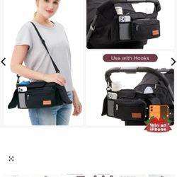 Momcozy Universal Stroller Organizer with Insulated Cup Holder Detachable Phone Bag & Shoulder Strap, Fits for Stroller like Uppababy, Baby Jogger, Br