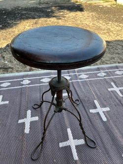 Antique Victorian Twisted-Wire Adjustable Piano Stool - Sturdy & Works Great!