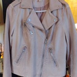 LADIES BIEGE LEATHER JACKET 