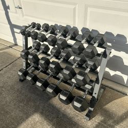 NEW 5-50 Dumbbell Set And Rack 