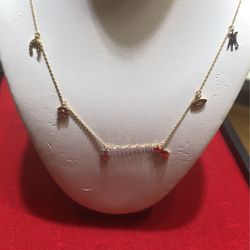 14 carat trio colour charm necklace 18 inches 7 Hanging Charms 