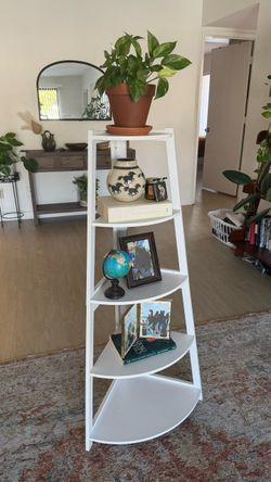 Corner Ladder Shelf White 5-Tier