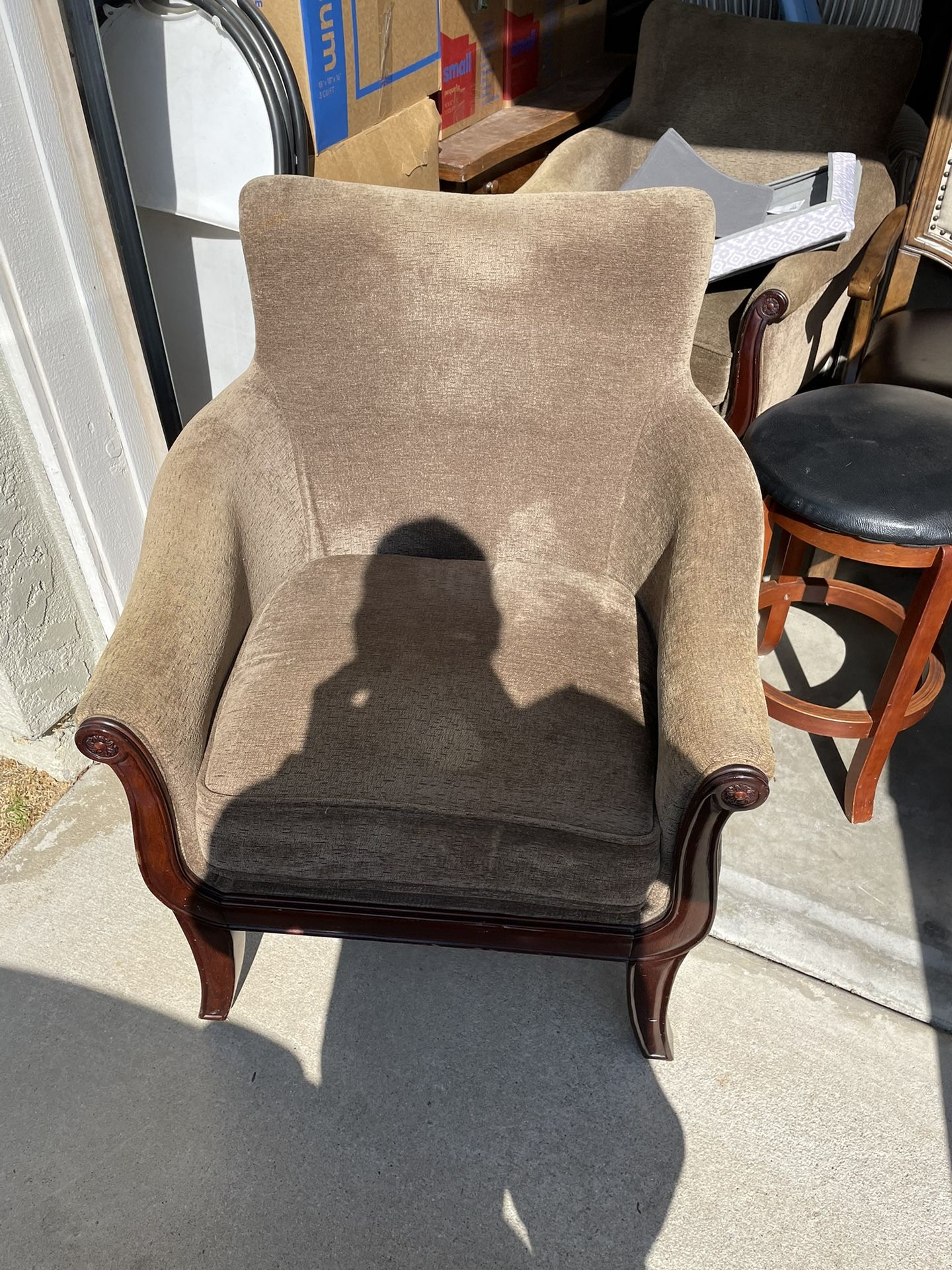 Brown Suede Wingback Chairs (2)