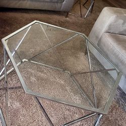 Silver Glass Geometric Table Set