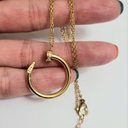 18k Gold Plated Nail Pendant Necklace Women's Gift