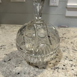 Vintage Crystal Globe Candy Dish w/beautiful Design 