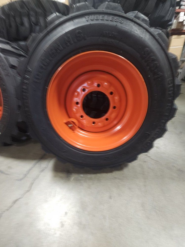 New Each 10-16.5 Bobcat Tractor Tire Wheel Mounted 10.16.5
