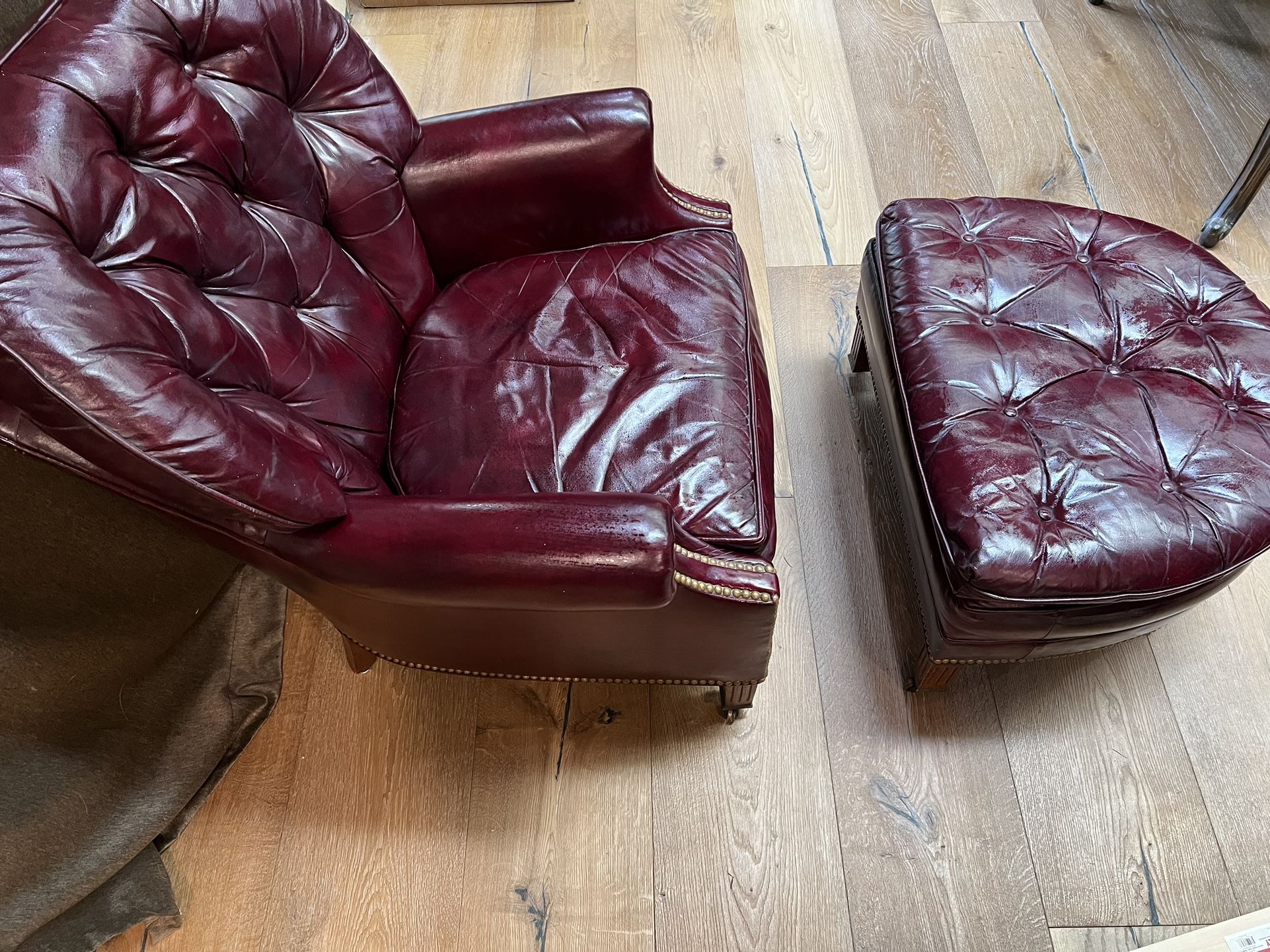 Hancock And Moore Tufted Chair And Ottoman
