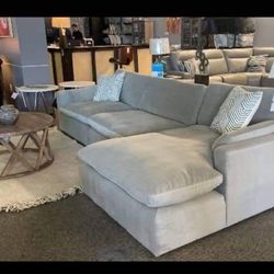 By Ashley Signature Sophie  Cloud Modern Soft Velvet Comfort Sectional With Chaise💯 Financing☑️ On Display 🏠