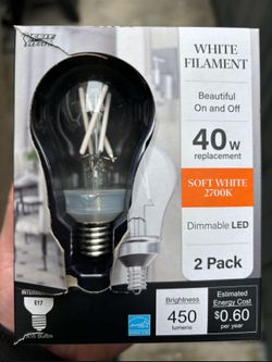 Feit Electric 40-Watt Equivalent A15 Dim White Filament CEC Clear Ceiling Fan E17 Intermediate LED Light Bulb Soft White 2700K (comes With One Bulb)