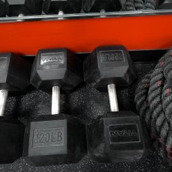 Pair Of 120 Pound Titan Hex Dumbbells (New Condition)