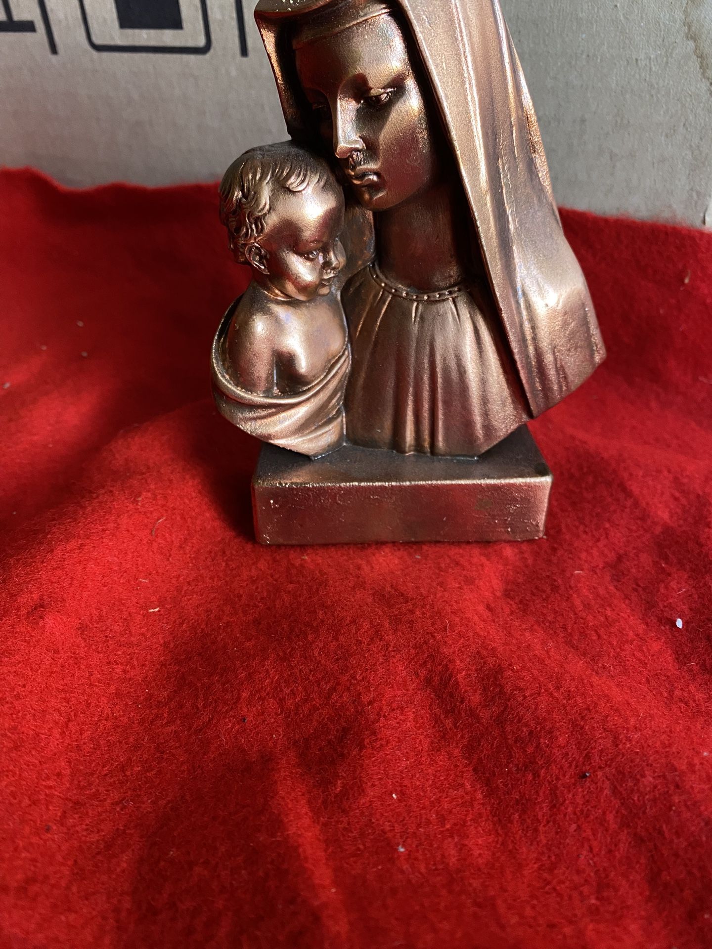 5 Inch Copper Plated Alabaster Virgin Mary With Christ Statue Imported From Greece (5 available)