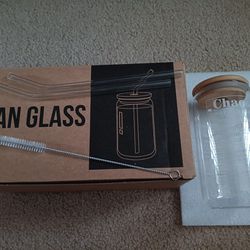 Glass with Bamboo Lid & Straw