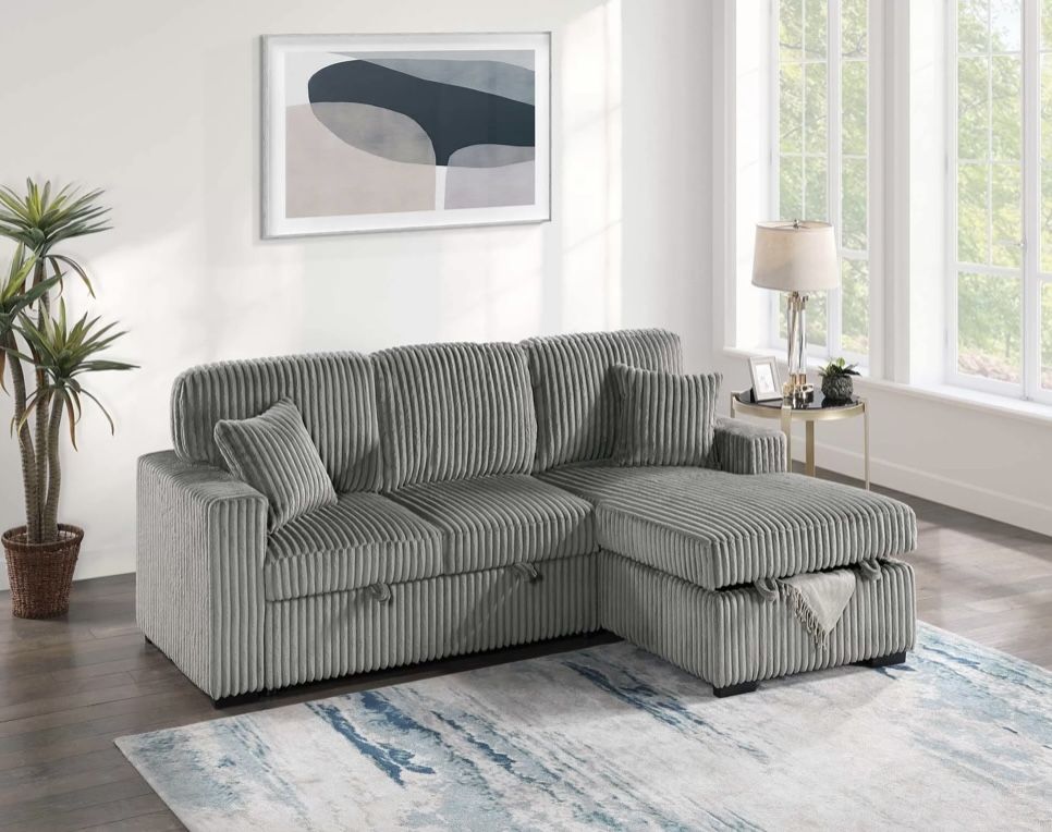 Corduroy Sectional Sleeper With Storage 