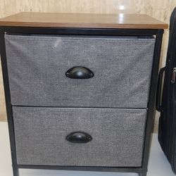 Costway 2 Drawers Nightstand Side Table Storage Unit Display Metal Frame Dorm Room