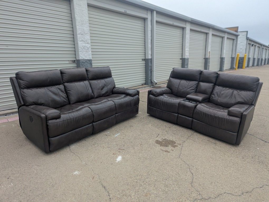 Leather Power Reclining Sofa And Loveseat