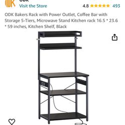 Bakers Rack Kitchen Shelf With Outlet