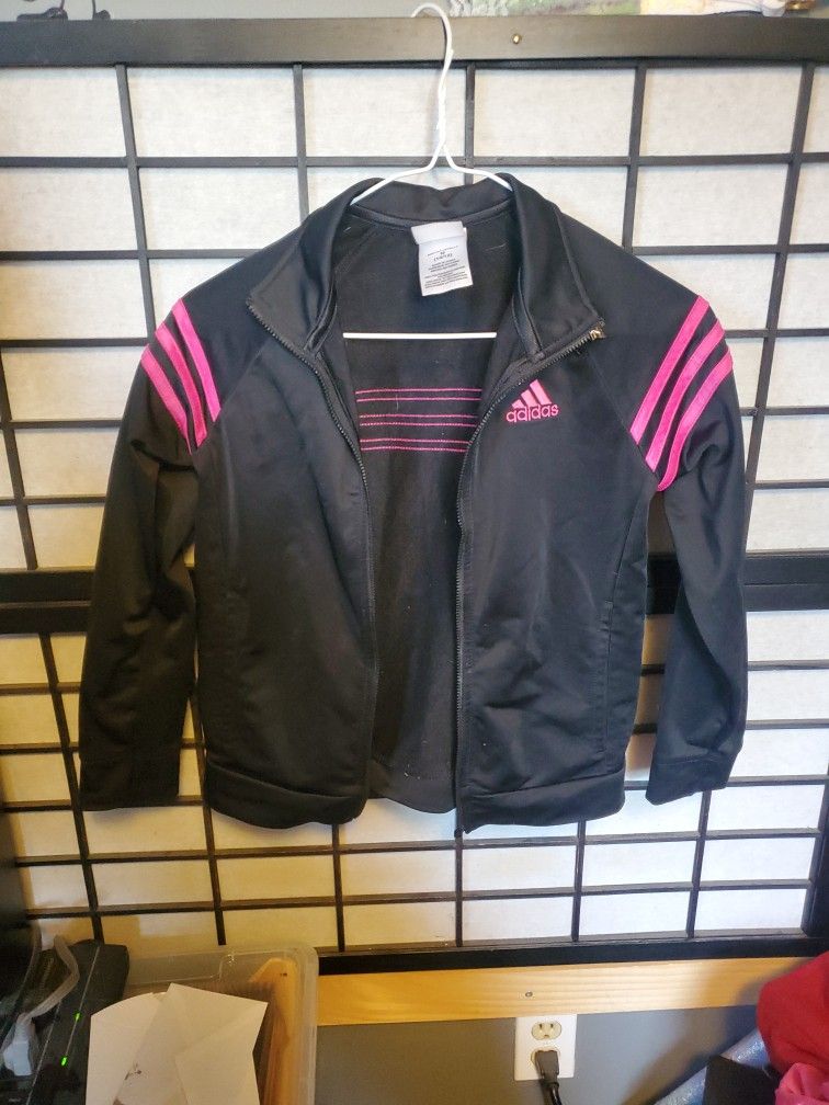 PINK AND BLACK ADIDAS track Jacket 10/12