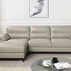 Brand New Taupe Leather Modern Style Sectional Sofa