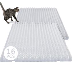 16 Pack Cat Repellent Outdoor Mat Cats Dogs Plastic Bendable Spiked Deterrent Training Repellent PET Mats with Spikes for Indoor Outdoor Supplies, 18.
