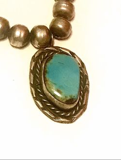 Sterling Navajo Turquoise Necklace