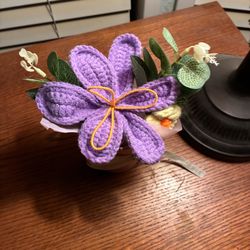 Purple crochet  flower Lilly cup